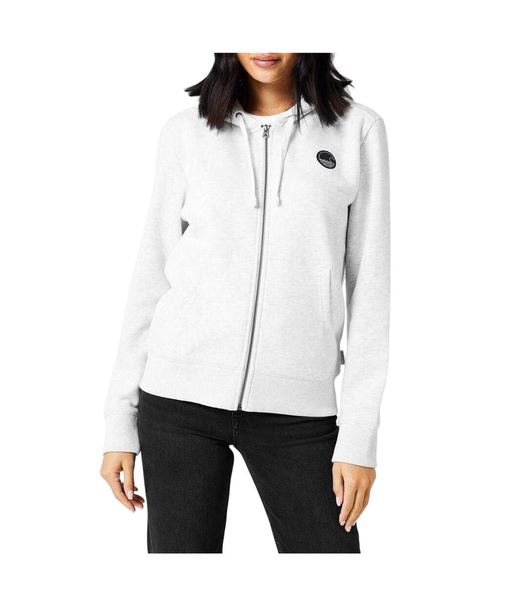 Veste À Capuche Femme Blanc Cassé Chiné Signature-1