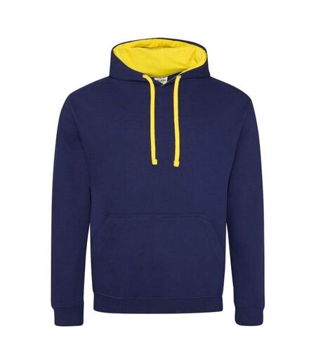 Sweat À Capuche Varsity Adulte Bleu Marine Oxford Jaune Awdis
