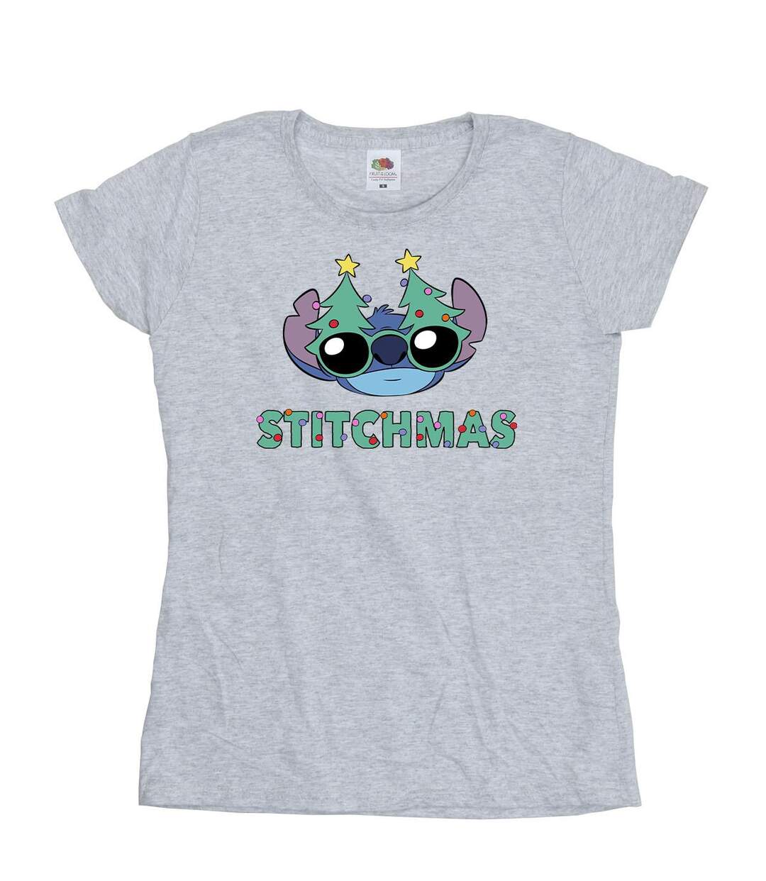 Disney T-shirt en coton Femmes/Ladies Lilo & Stitch Lunettes de Stitchmas (Gris sportif) - UTBI26103-1