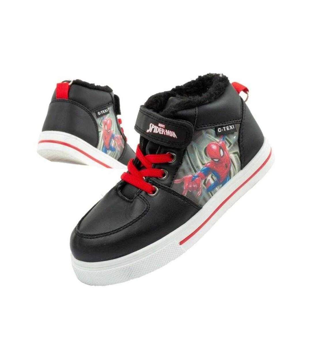 Childrens/kids Spider-man Ecological Leather Winter Snow Boots Black Red Leomil-4