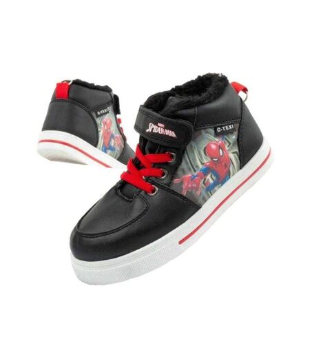 Childrens/kids Spider-man Ecological Leather Winter Snow Boots Black Red Leomil