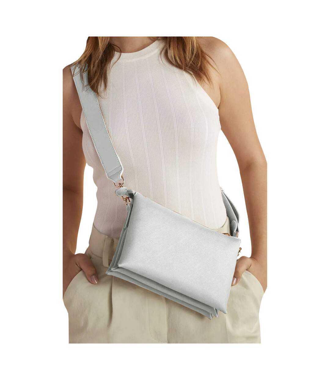 Womens/ladies Boutique Soft Touch Crossbody Bag One Size Soft Grey Bagbase-2