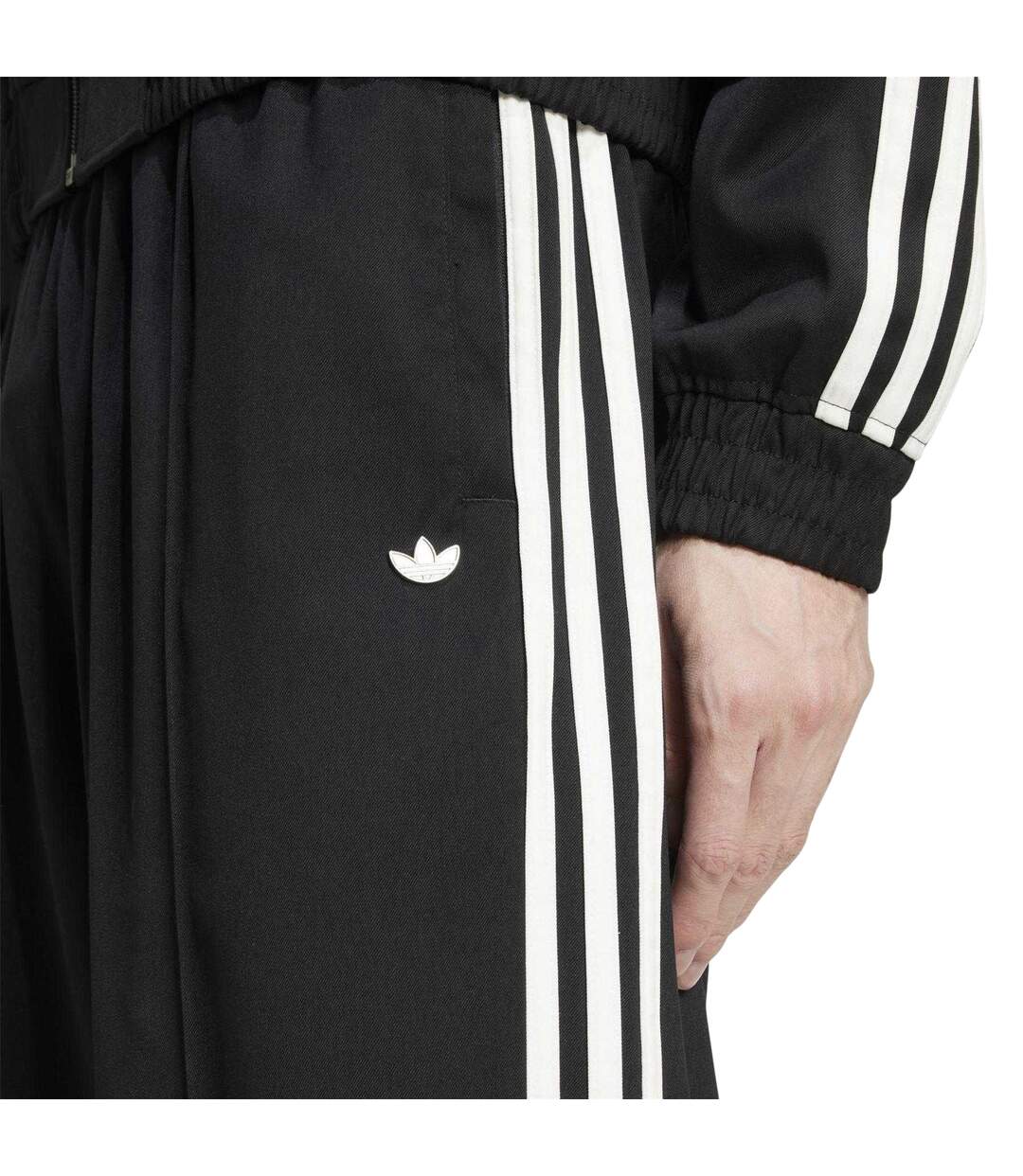 Mens Woven Baggy Tracksuit Bottoms Black Adidas-3