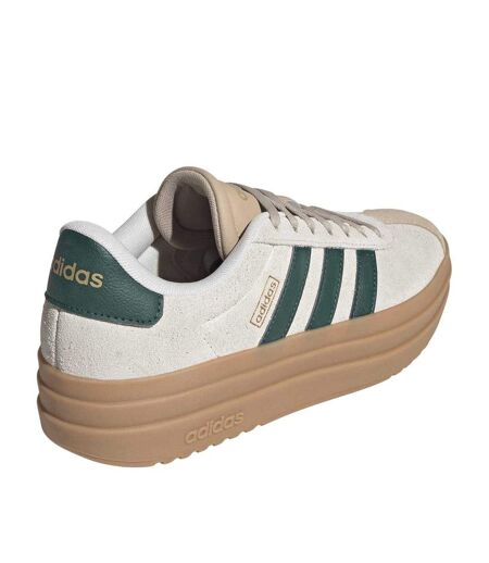 Womens/ladies Court Bold Leather Trainers Beige Green Adidas