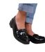 Womens/ladies imogen tassel patent leather slip-on flatform loafers black Where´s That From