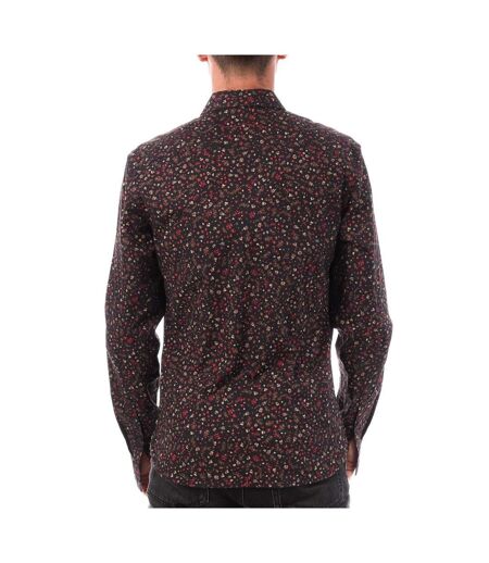 Chemise noir/rouge fleuris homme teddy smith carton strectch