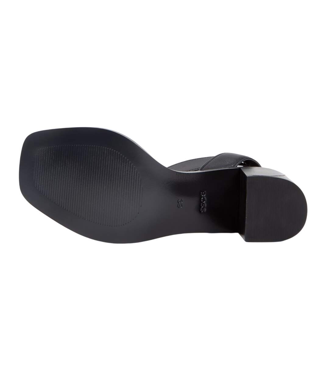 Womens/ladies Charlize Leather Block Heel Sandals Black Boss-4