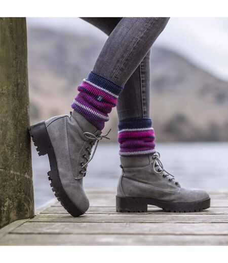 Ladies Amara Two Tone Stripe Patterned Thermal Socks