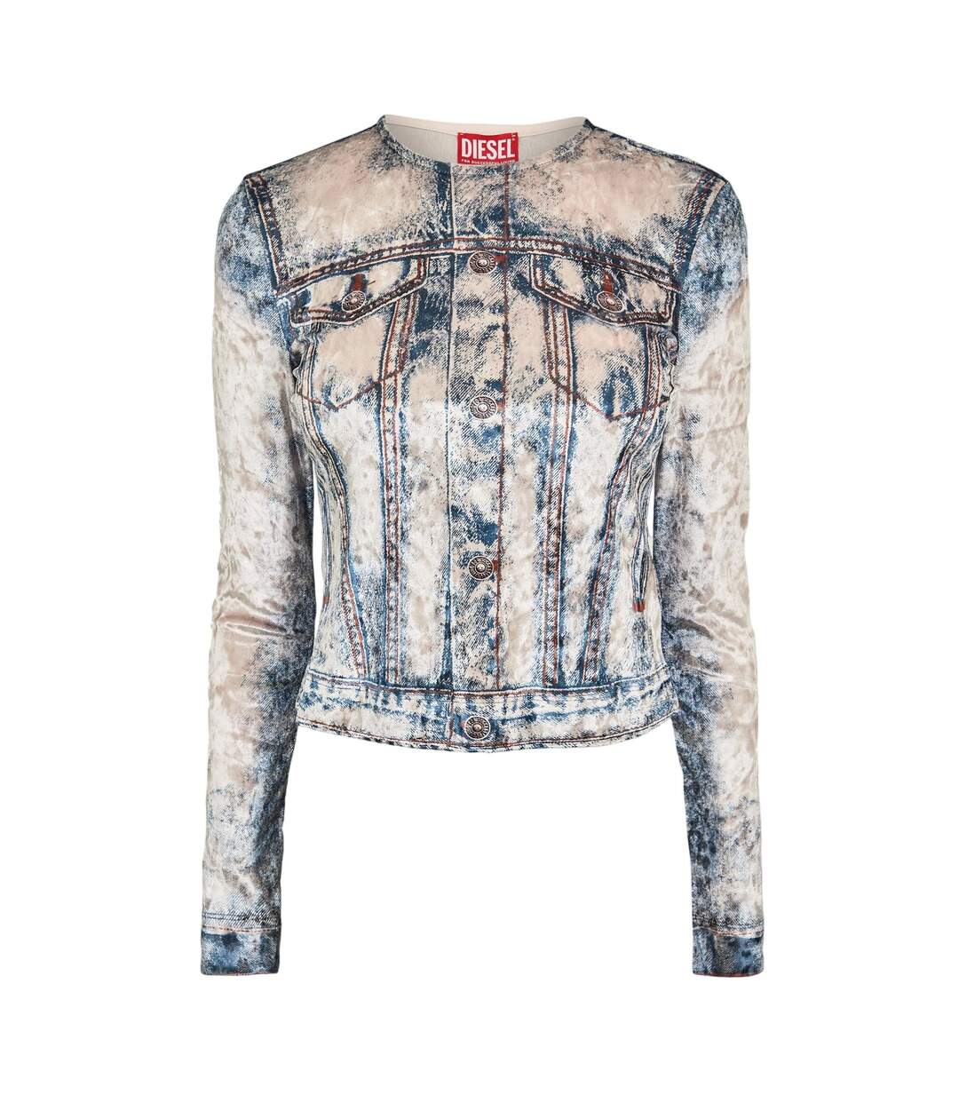 T-shirt Motif/style Effet Denim Clauvet Femme Bleu Denim Délavé Diesel-1