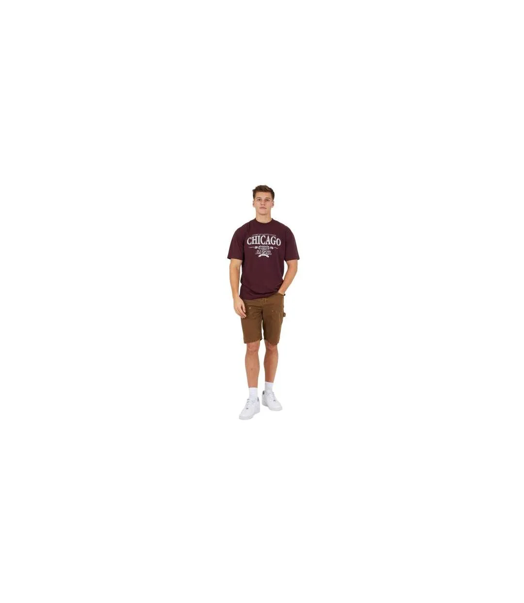 Mens Woven Carpenter Loose Fit Casual Shorts Brown Brave Soul-1