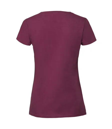 Womens/ladies Iconic 195 Premium Ringspun Cotton T-shirt Burgundy Fruit Of The Loom