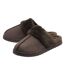 Ladies Faux Fur Trim Mule Slippers Brown Pink Tan Warm UK 3-8-1