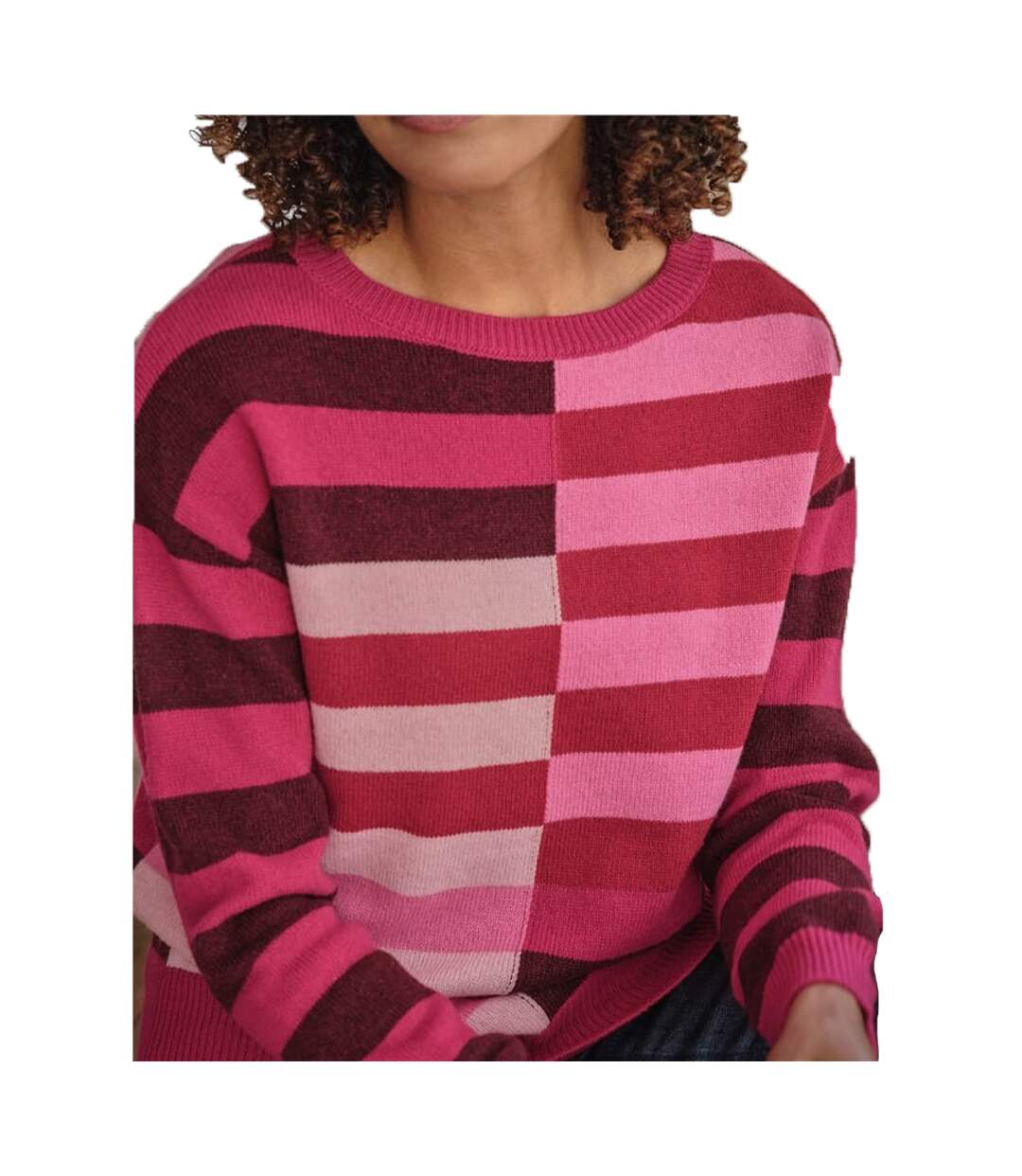 Pull Motif/style Décalé Femme Rose WoolOvers-3