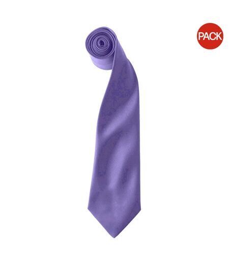 Premier Colours Mens Satin Clip Tie (Pack of 2) (Purple) (One size) - UTRW6940