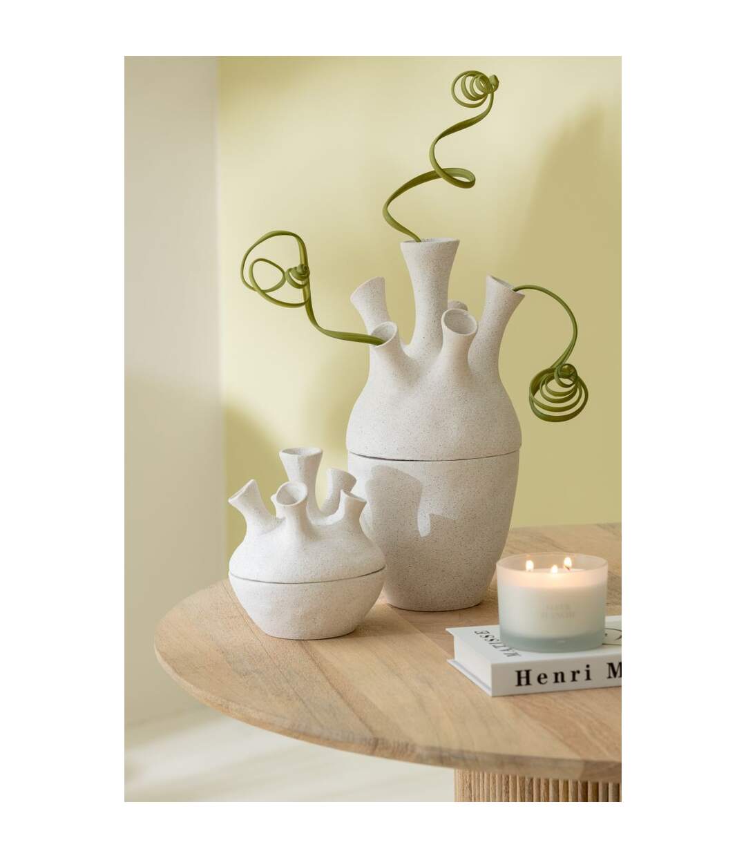 Vase Corail en Argile Seymour 29cm Blanc-5