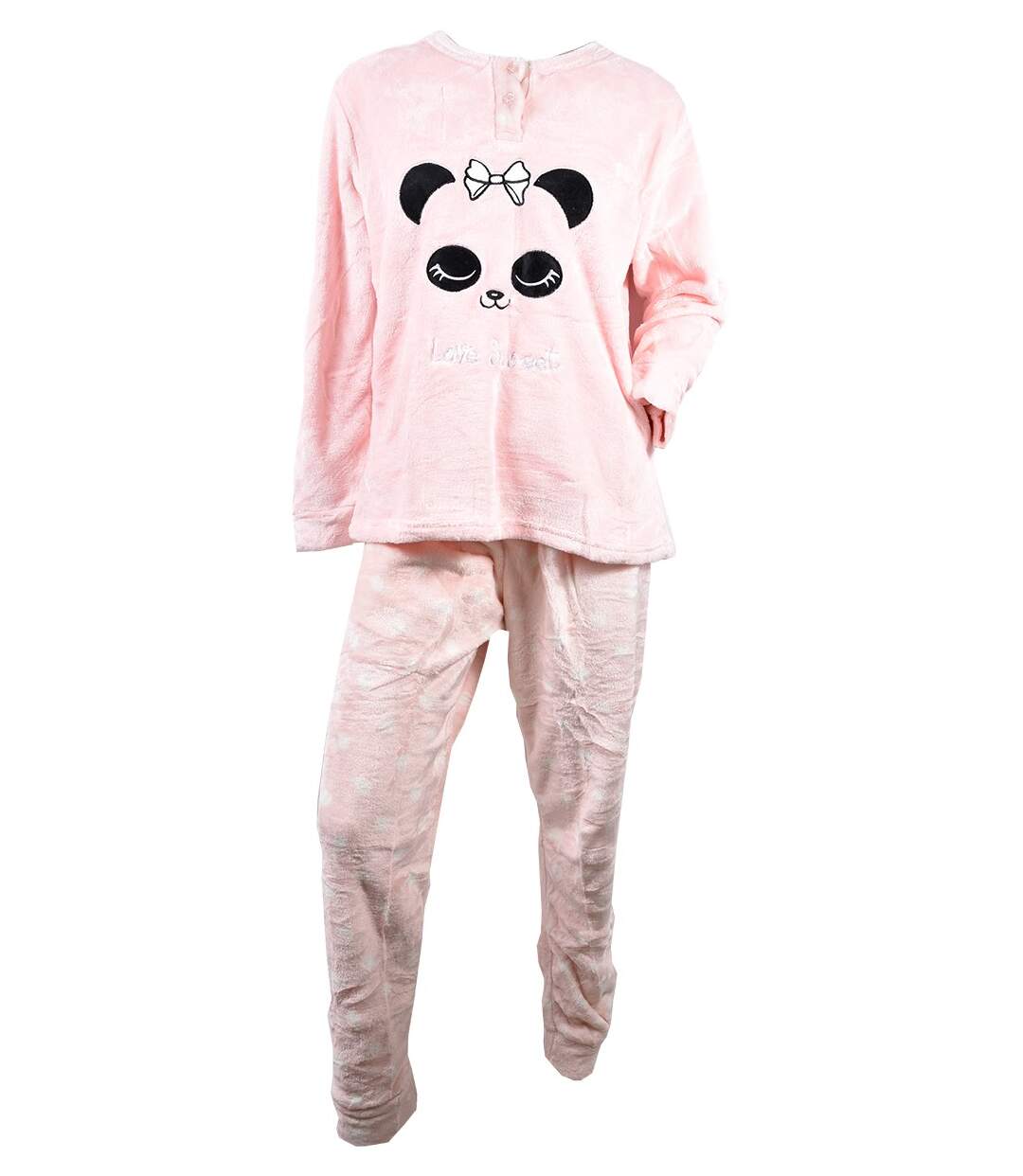 Pyjama Femme Long SWEET SECRET Q1550 POLAIRE ROSE-1