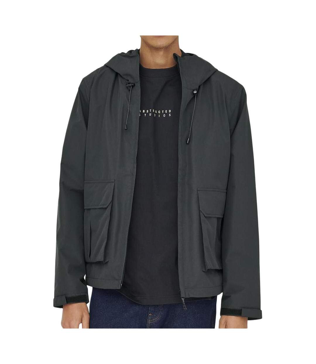 Manteau noir homme only & sons donny life-1