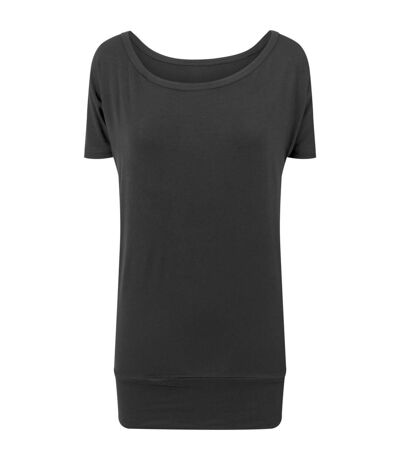 T-shirt long en viscose - femme - BY040 - noir