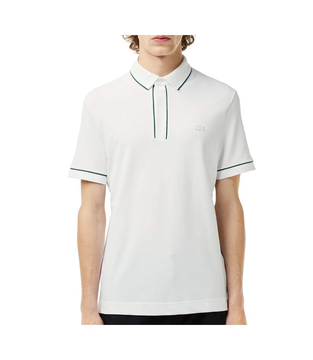 Polo blanc homme lacoste piqué-1