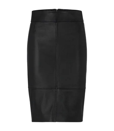 Womens/ladies Selrita5 Leather Slim Pencil Skirt Black Boss