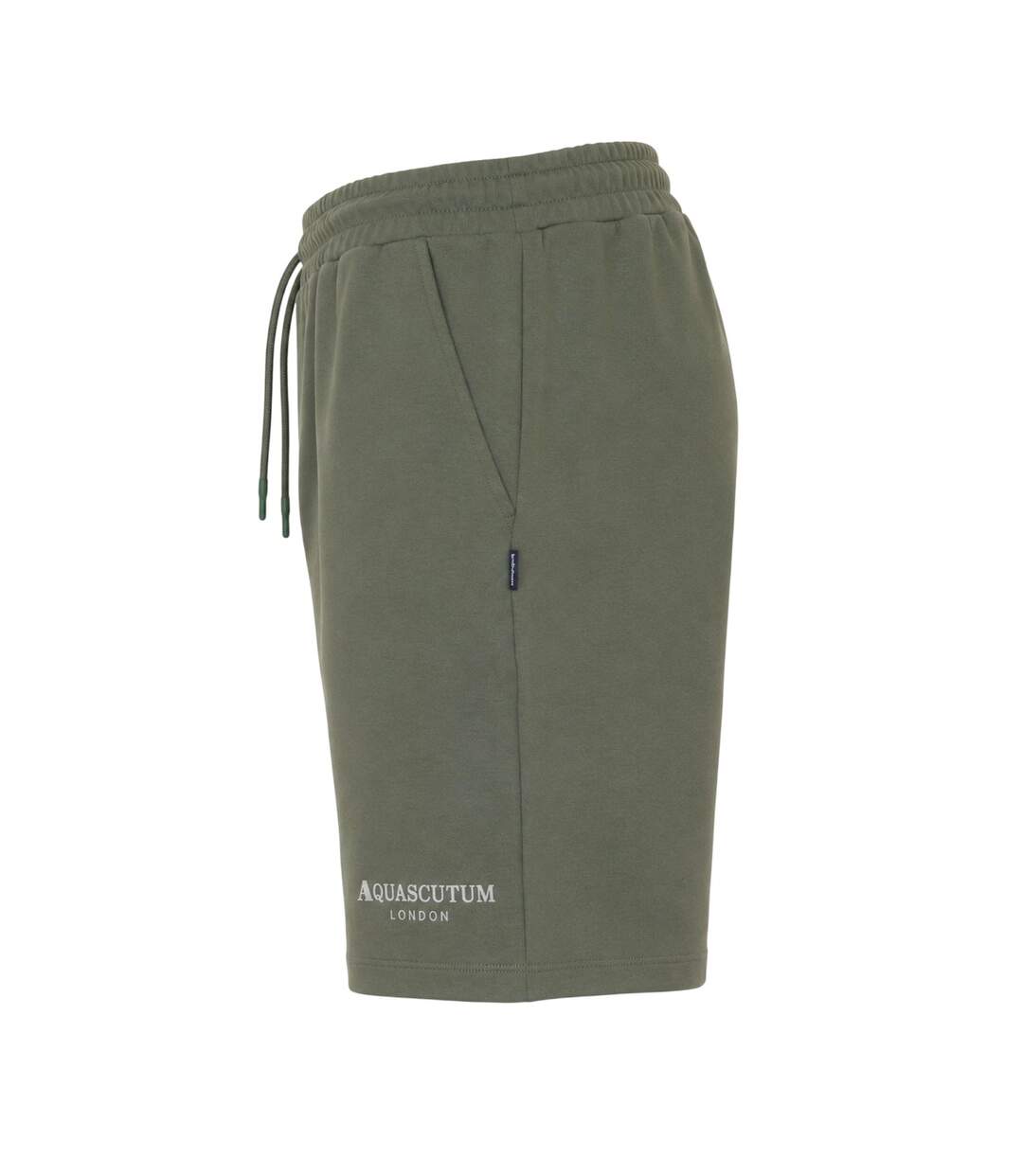 Mens Fleece Logo Sweat Shorts Military Green Aquascutum-4