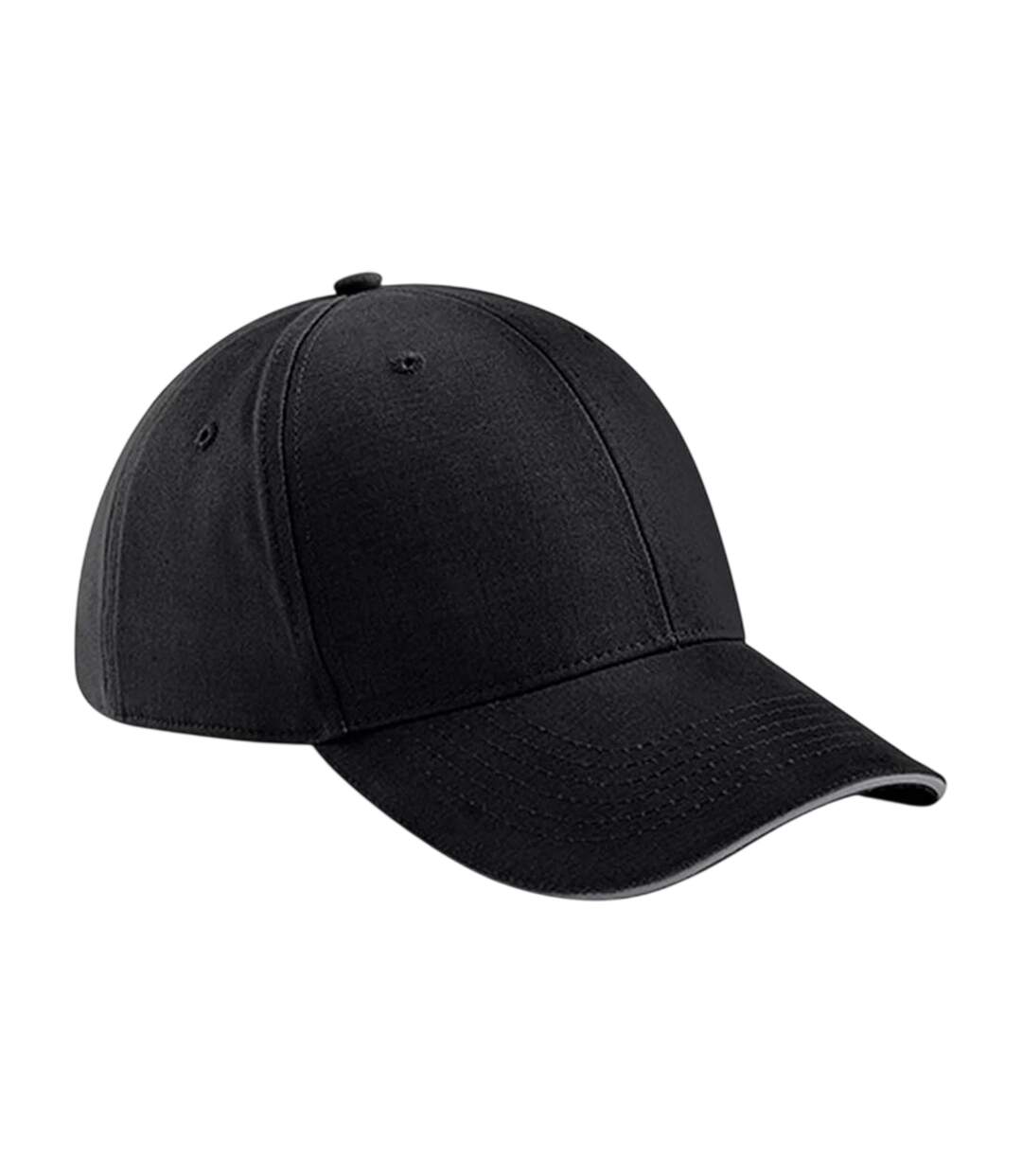 Casquette Motif/style 6 Panneaux Athleisure Noir Gris Foncé Beechfield-1