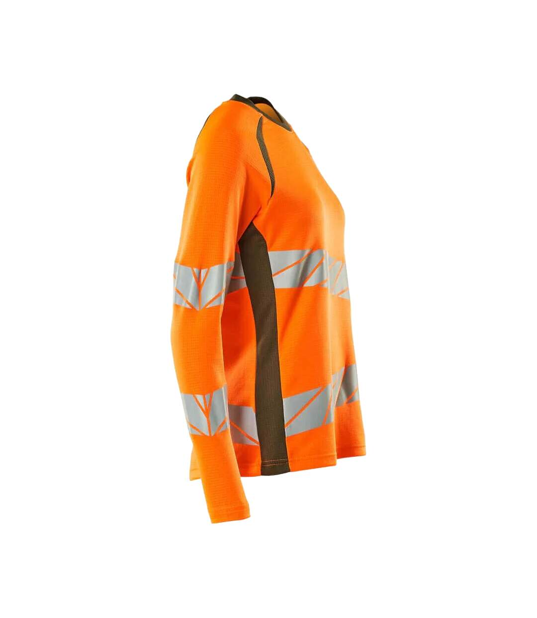 T-shirt Manches Longues Accelerate Safe Femme Orange Fluo Vert Kaki Foncé Mascot-3