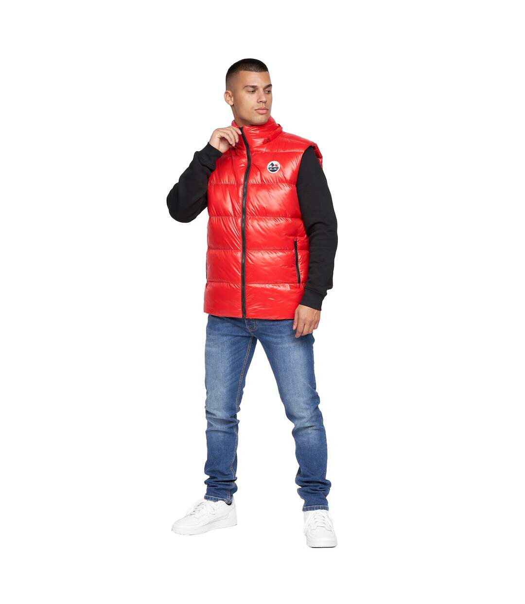 Mens Henrico Hooded Gilet Red Born Rich-1