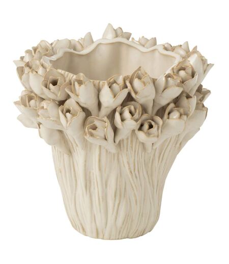 Vase Déco en Grès Ambrosia 19cm Blanc
