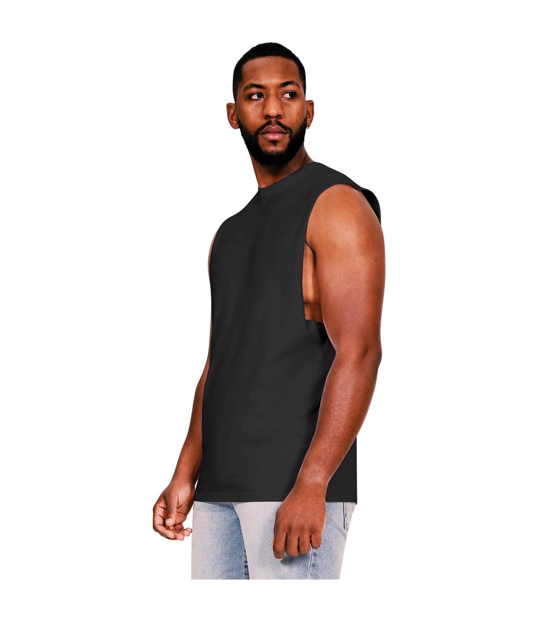 Mens core ringspun cotton raw edge tall tank top black Casual Classics