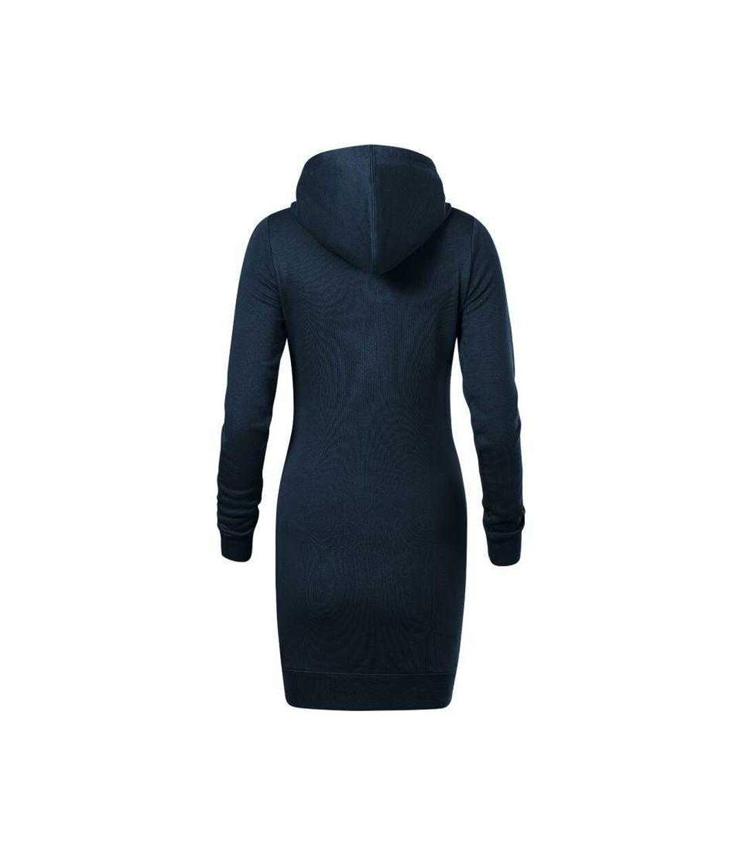 Womens/ladies Snap French Terry Hooded Sweatshirt Dress Navy Blue Malfini-2