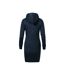 Womens/ladies Snap French Terry Hooded Sweatshirt Dress Navy Blue Malfini-2