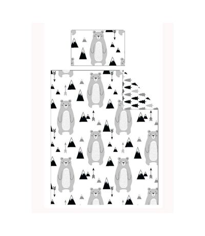 Bedding & Beyond Scandi Bear Forest Fitted Sheet Set (Black/White/Gray) - UTAG2061