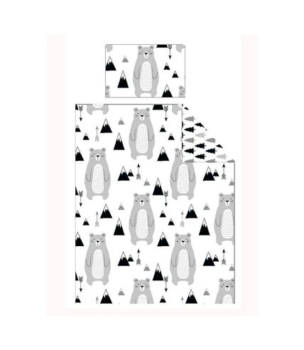 Bedding & Beyond Scandi Bear Forest Fitted Sheet Set (Black/White/Gray) - UTAG2061