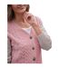 Womens/ladies Cable V Neck Cardigan Oatmeal WoolOvers-3