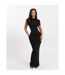 Robe Longue Femme Sandra Col Montant Détails Corset Et Mancherons Noir Mars The Label-1