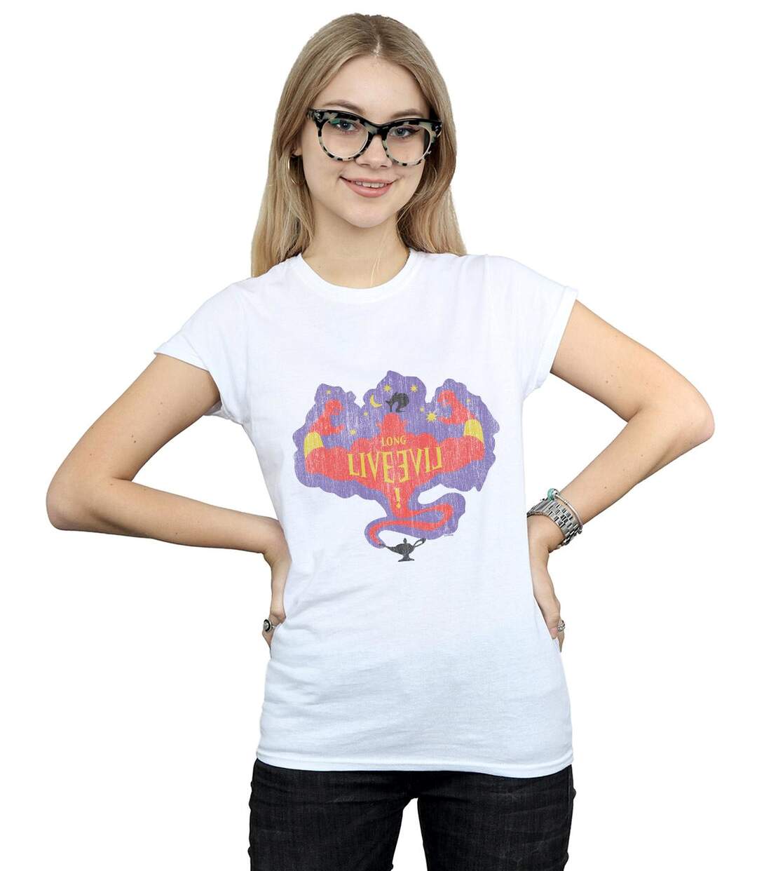 Disney - T-shirt THE DESCENDANTS GENIE LONG LIVE - Femme (Blanc) - UTBI17640-2
