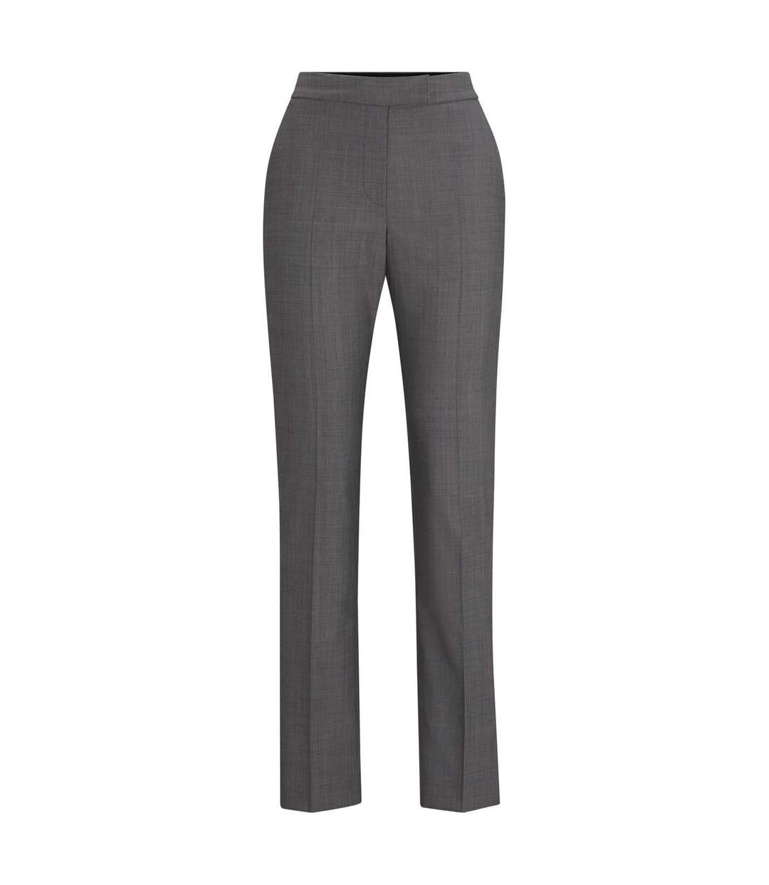 Womens/ladies Straight Leg Slim Trousers Grey Boss-2