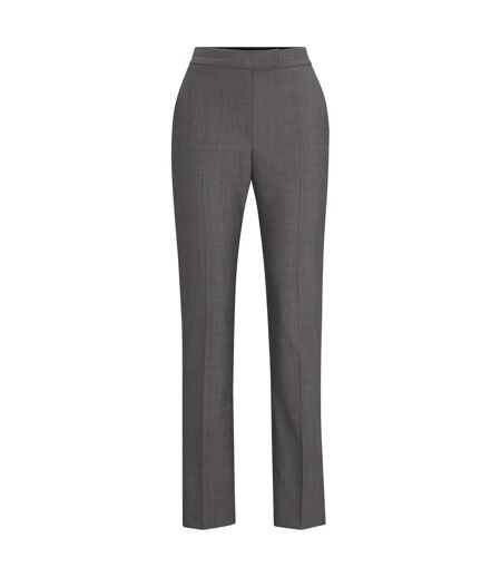 Womens/ladies Straight Leg Slim Trousers Grey Boss