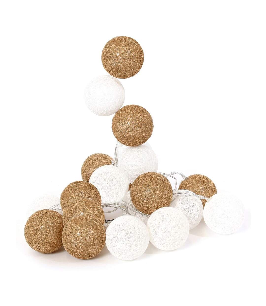 Guirlande lumineuse 20 LED Boules Céleste - L. 345 cm - Blanc et doré-1
