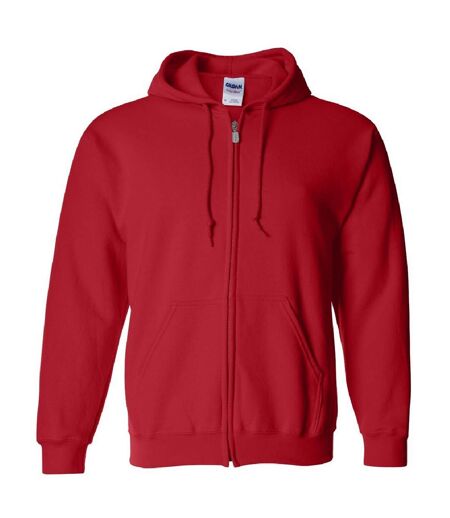 Gildan Heavy Blend Unisex Adult Full Zip Hooded Sweatshirt Top (Red)