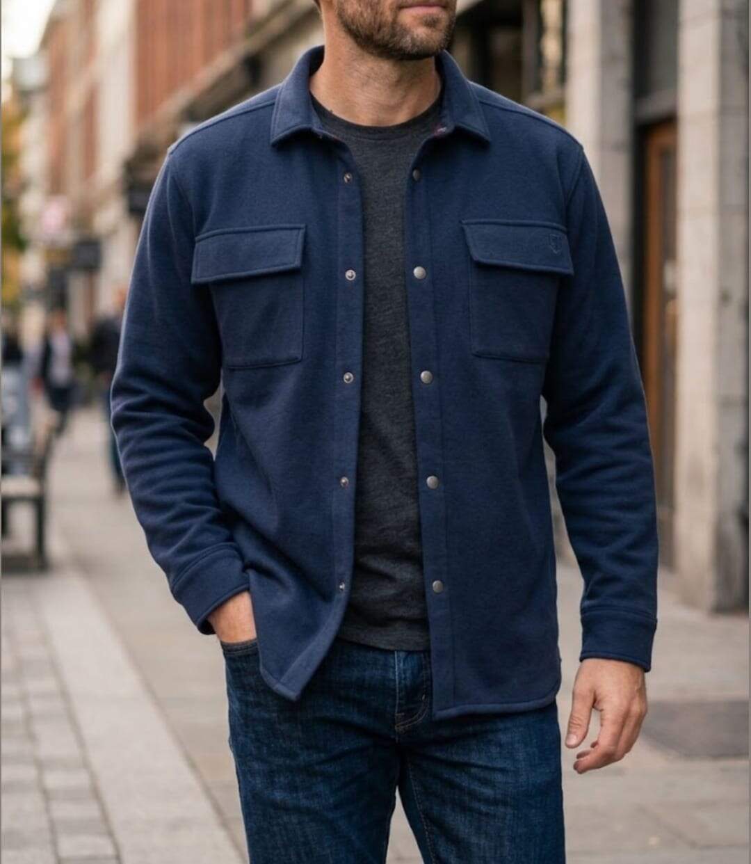 CHALLENGER BASTIEN1 — Surchemise molleton marine : le confort chaud au style décontracté-1