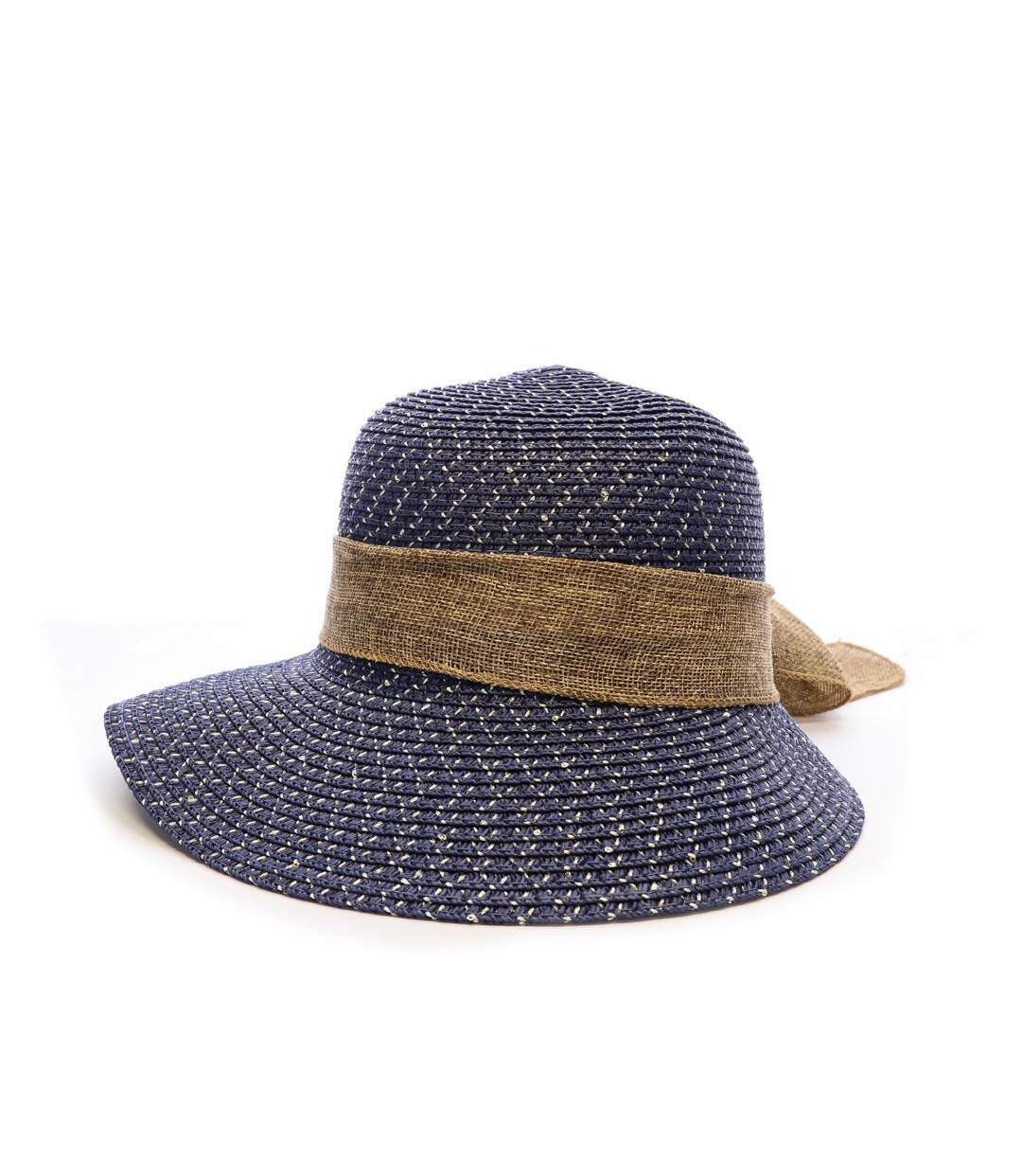 Chapeau de soleil en paille bleu marine via lorenzo pan coupe ocean-2