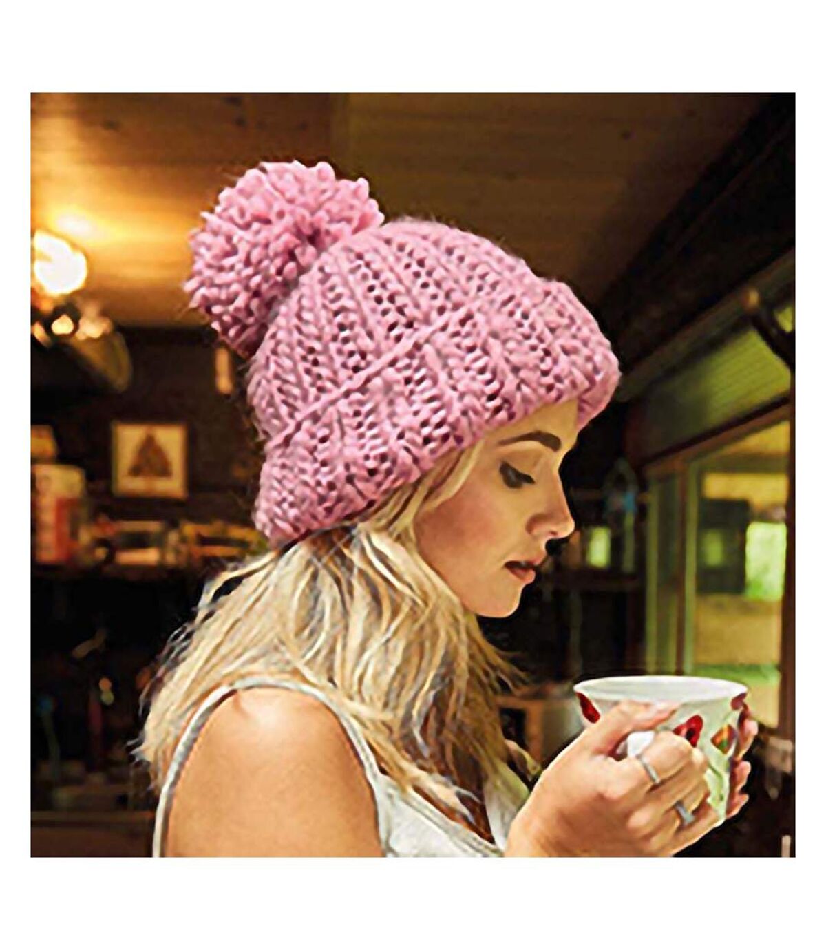 Beechfield Womens/Ladies Oversized Hand Knitted Beanie (Dusky Pink) - UTRW5810