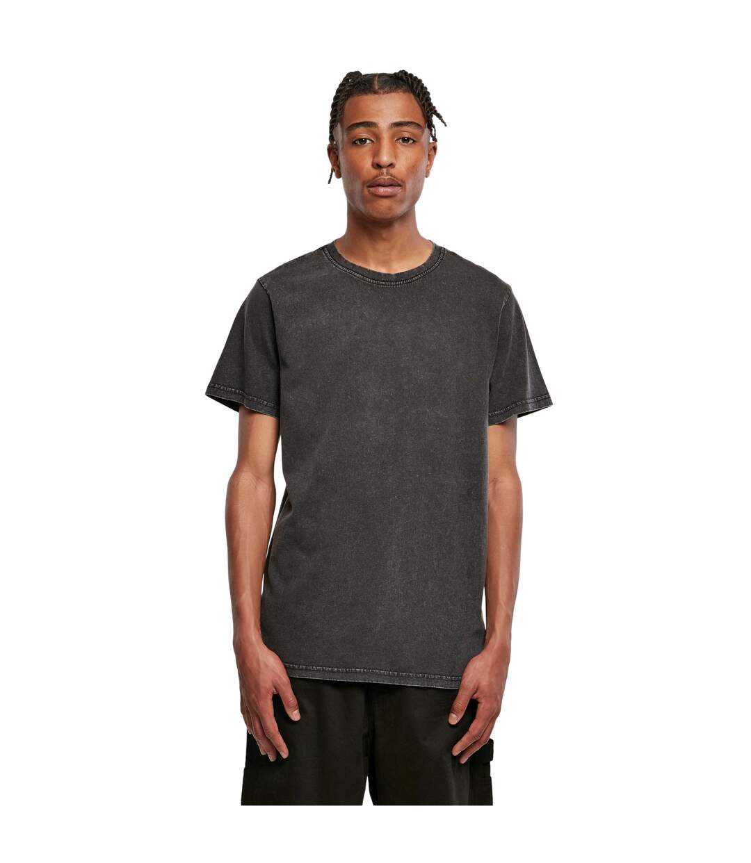 T-shirt Motif/style Délavé À L'acide Homme Noir Build Your Brand-1