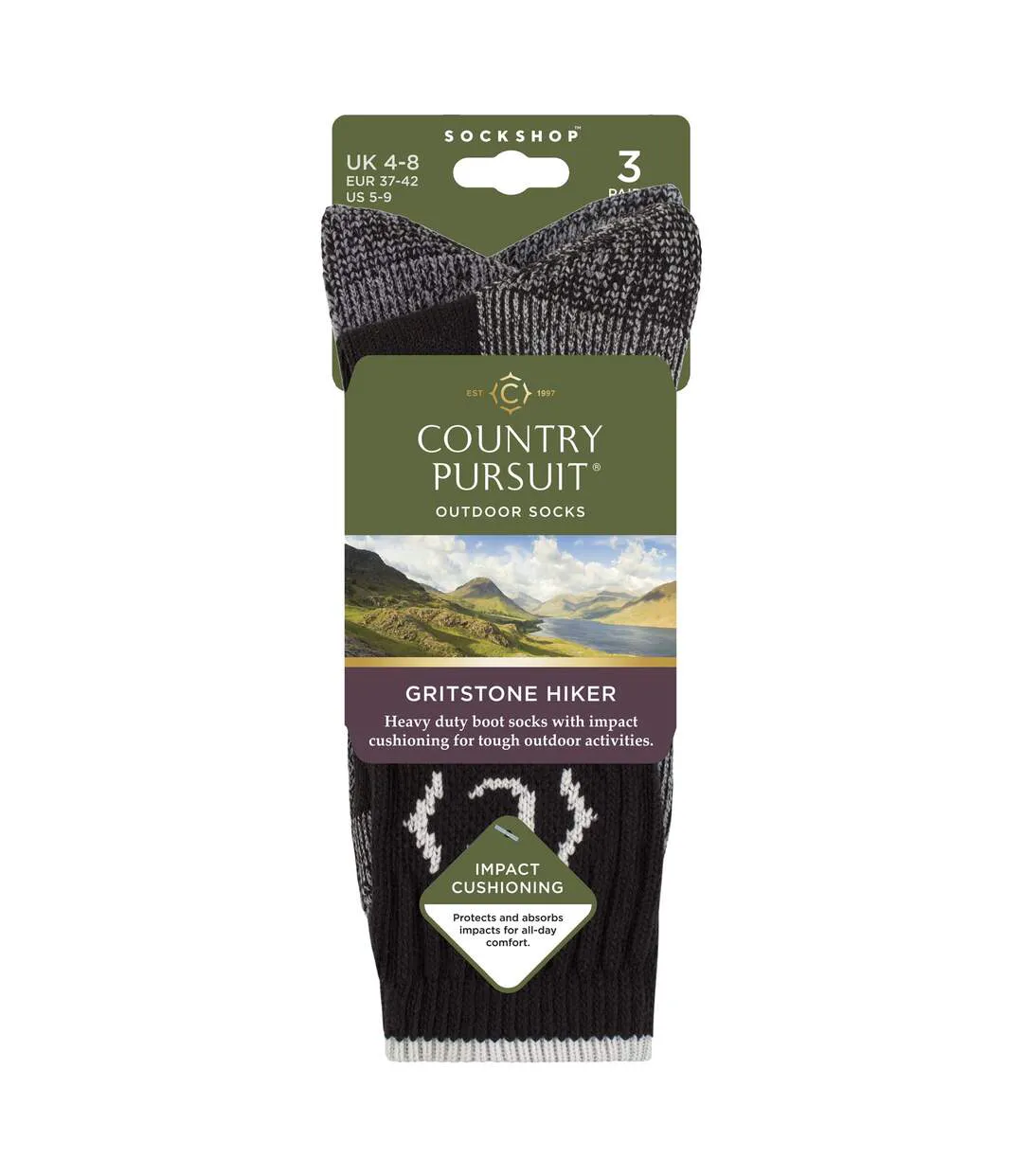 3 Pairs Ladies Heavy Duty Cushioned Hiking Socks with Reinforced Heel & Toe-2