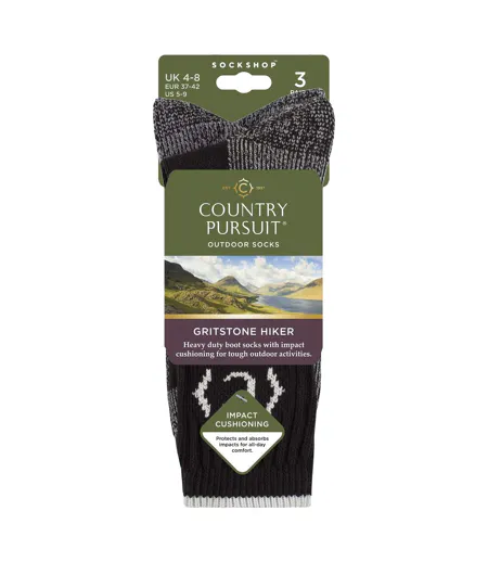 3 Pairs Ladies Heavy Duty Cushioned Hiking Socks with Reinforced Heel & Toe