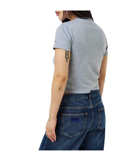 Womens/ladies Varsity Logo Regular Crop Top Grey Heather Tommy Jeans