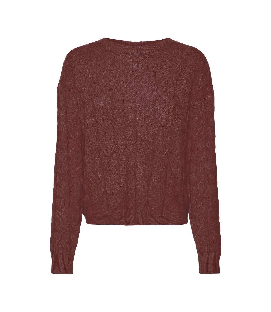 Pull bordeaux femme vero moda tilda-1
