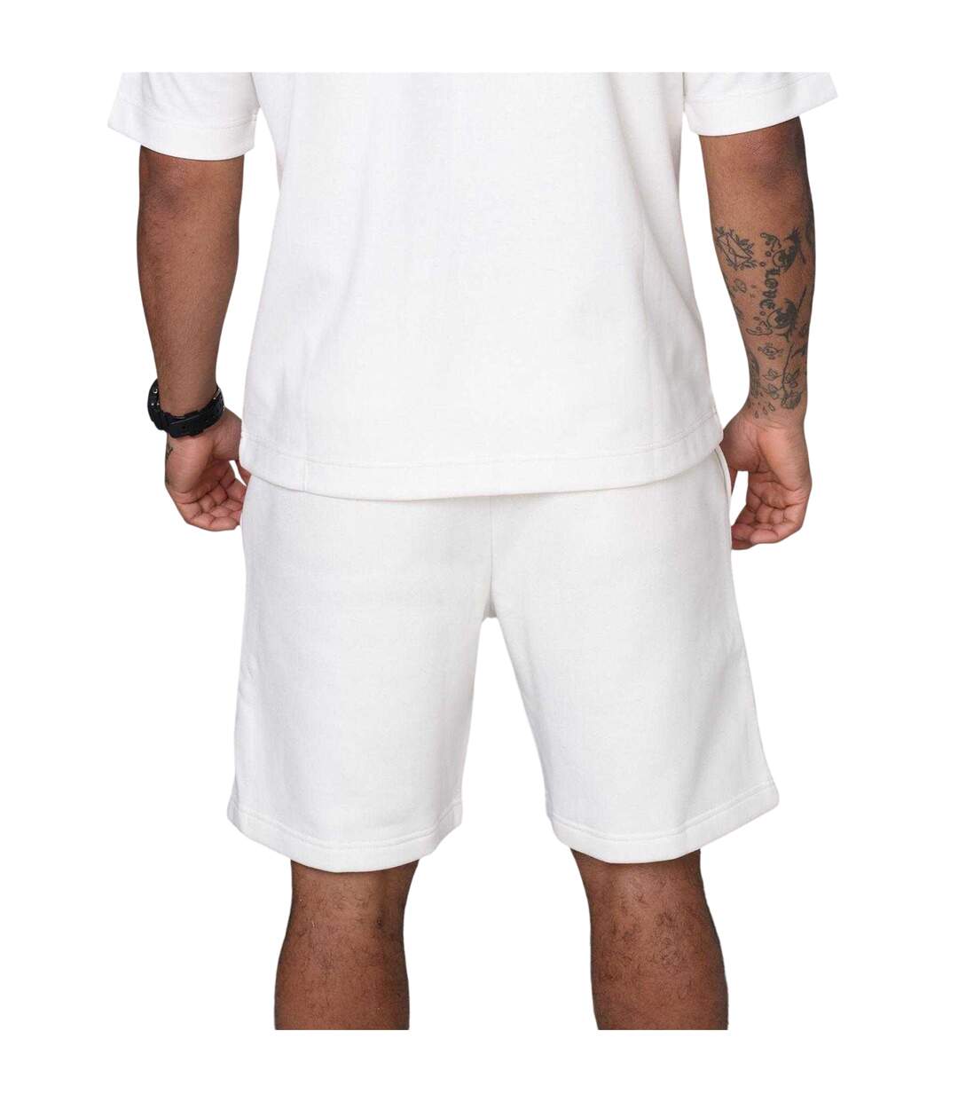 Mens Fleece Sweat Shorts Off White Blank Essentials-4